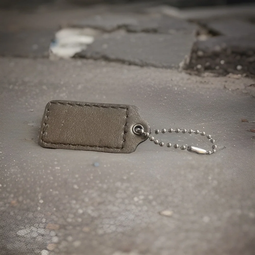 Coach Leather Fob Bag Charm‎ Keychain Hang Tag Silver/Bronze